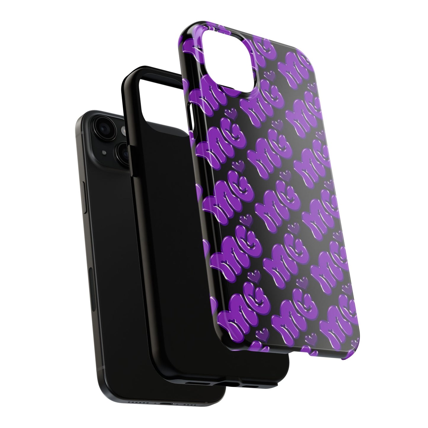 MISS GORL™ Monogram Phone Case – Purple on Black