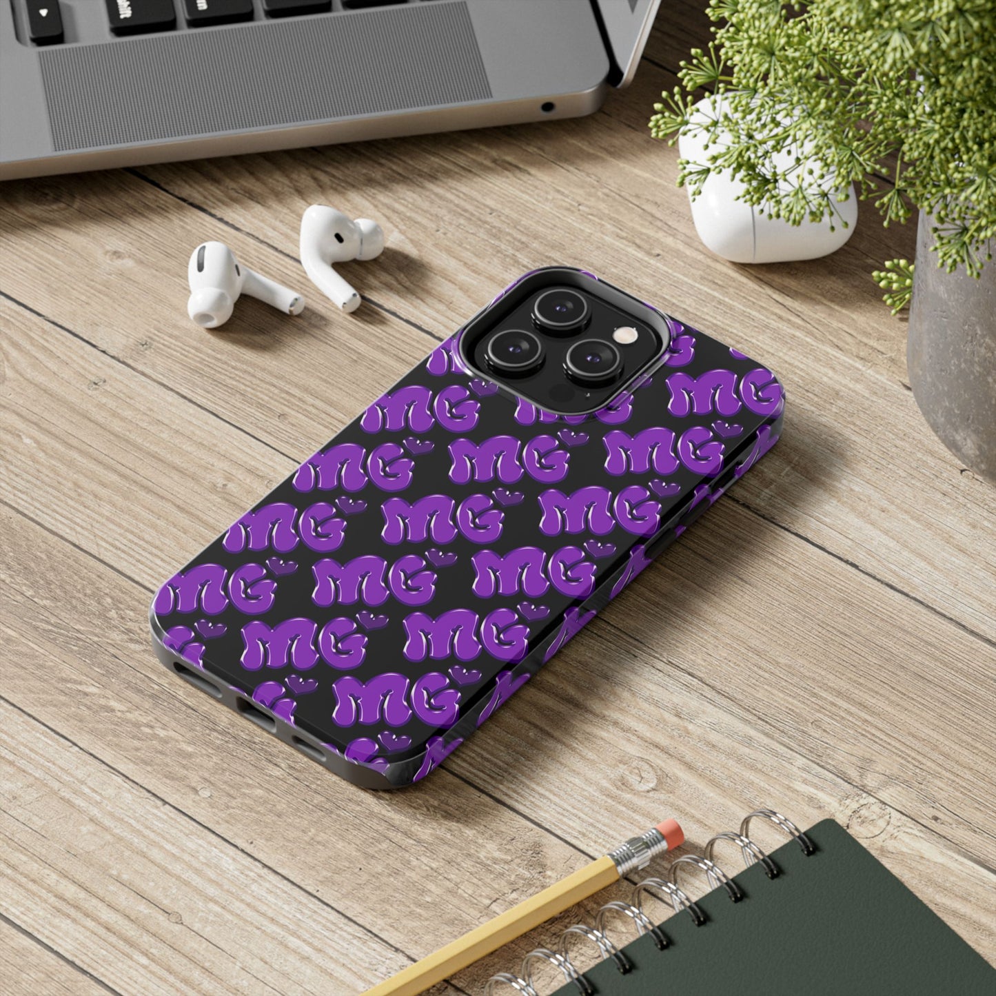 MISS GORL™ Monogram Phone Case – Purple on Black