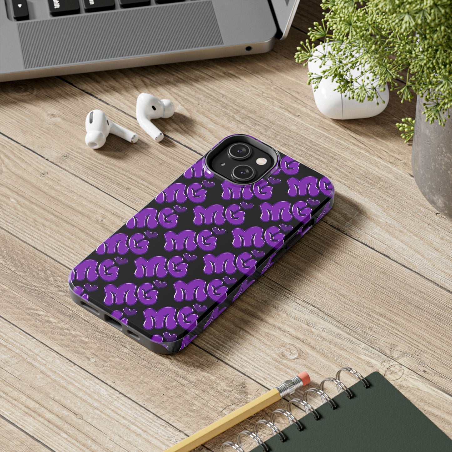 MISS GORL™ Monogram Phone Case – Purple on Black