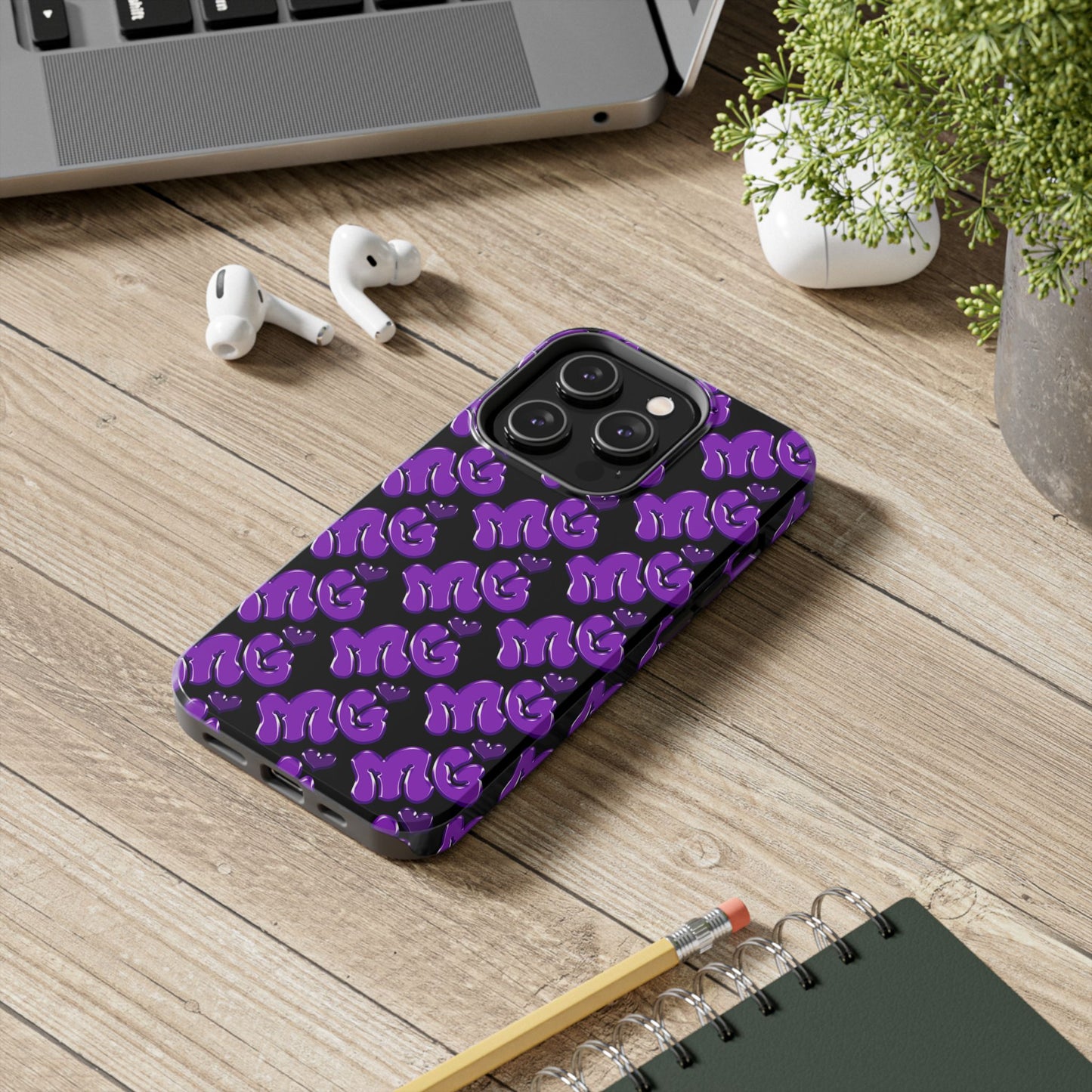 MISS GORL™ Monogram Phone Case – Purple on Black